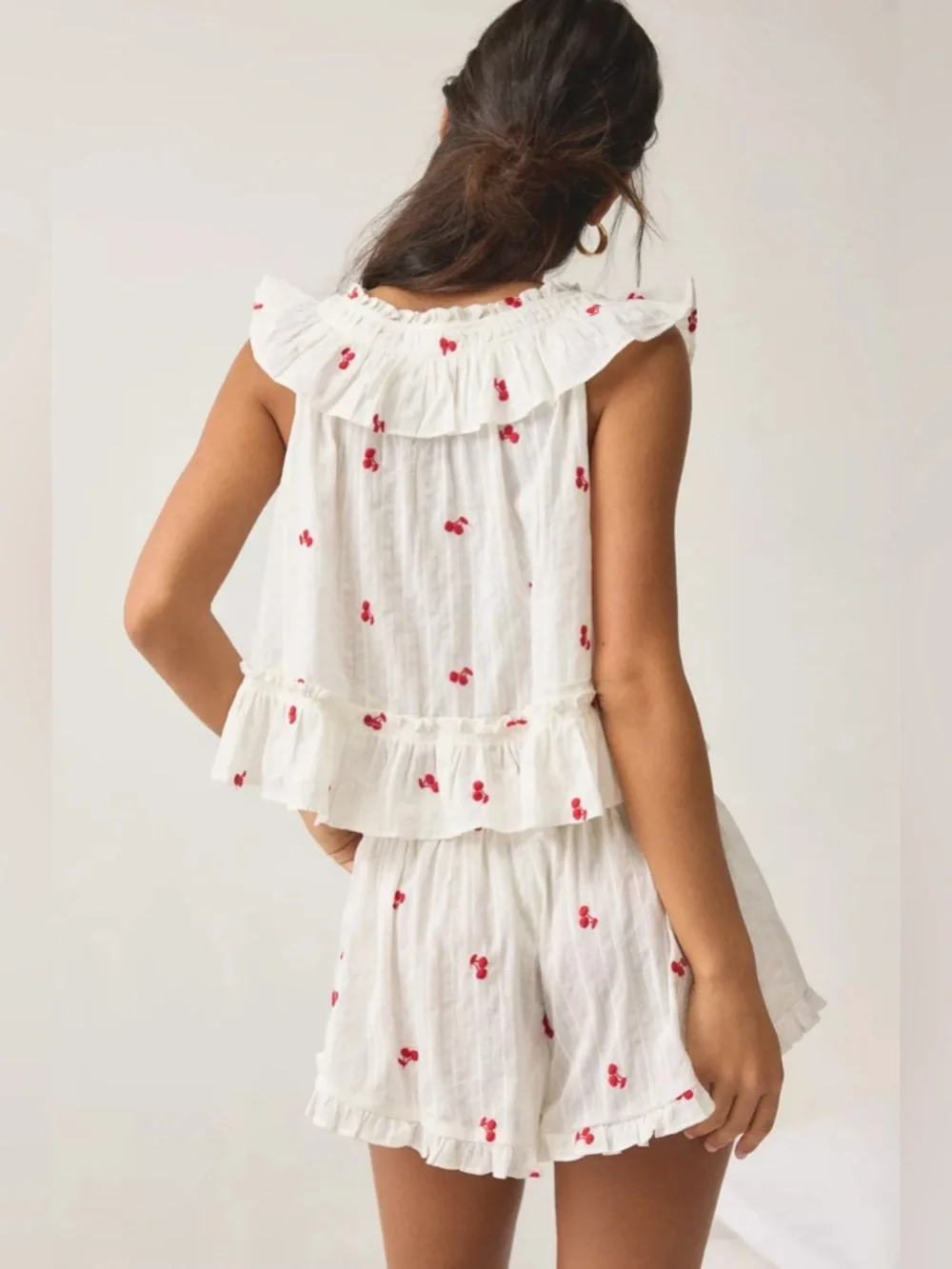 UO Out From Under Love Letters Ruffle Babydoll Top + Micro Shorts PJ Set - Picture 5 of 6